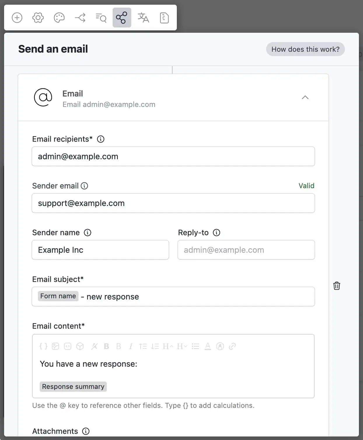 Custom email sender configuration for a workflow