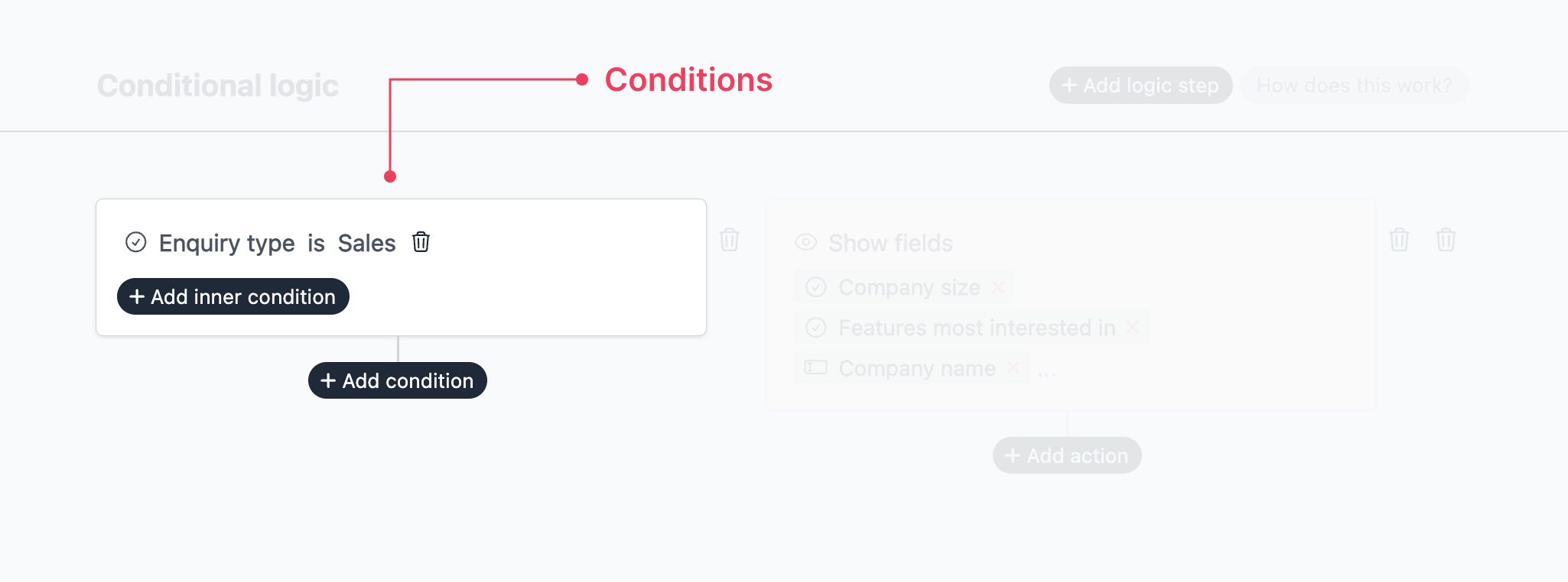 Conditional logic rule with highlighted a condition