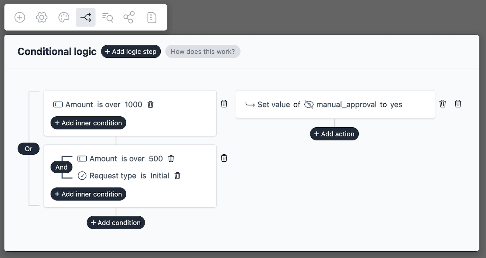 Conditional logic step to set the value of a hidden field