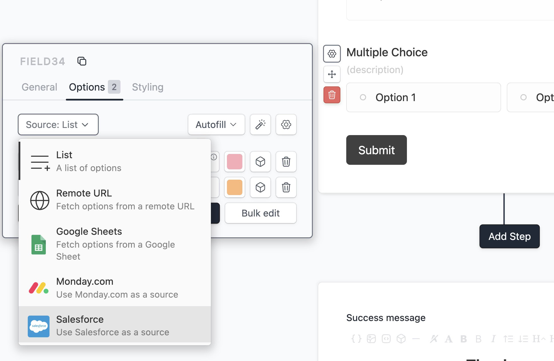 Dynamic checkbox sources