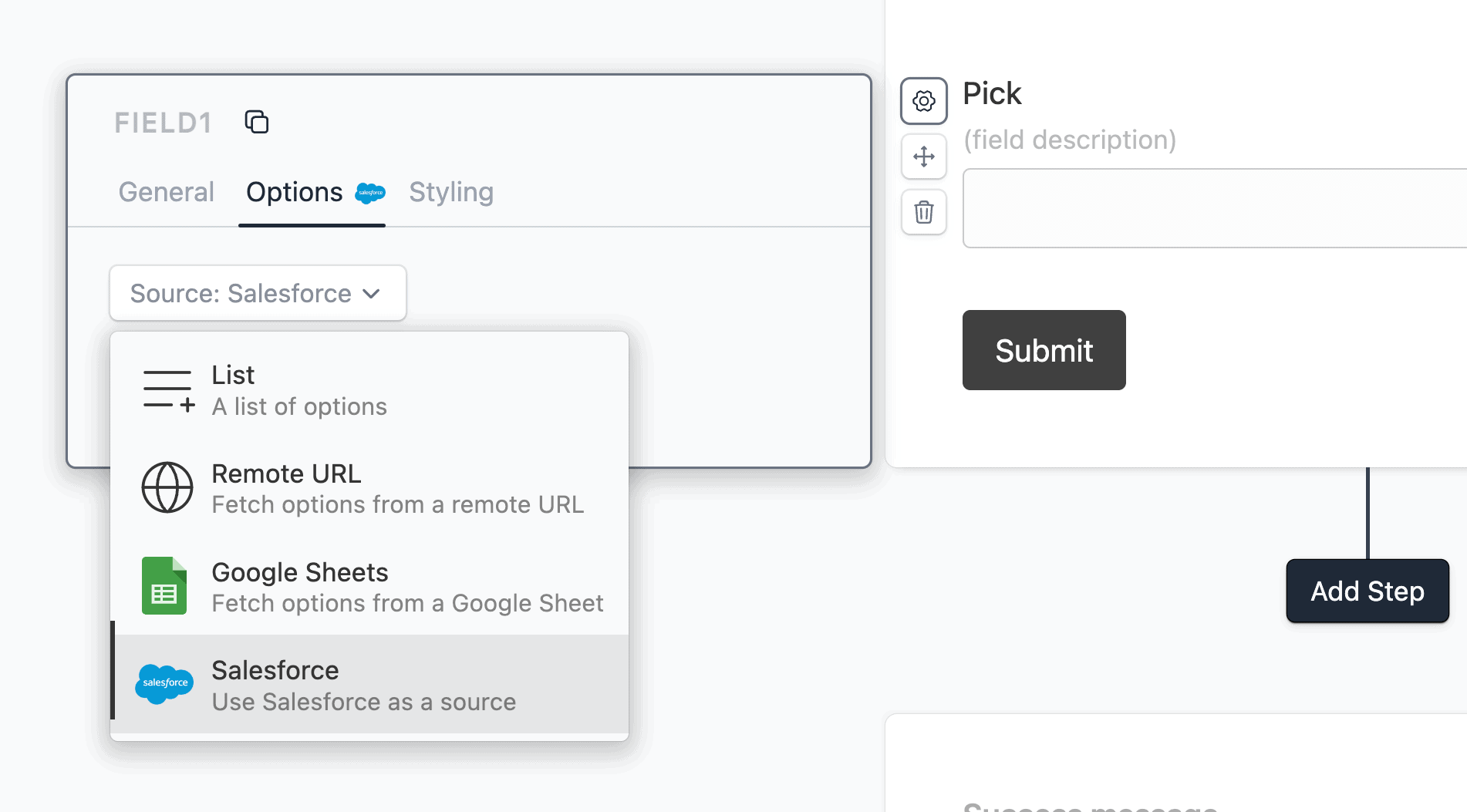 Dynamic picklist sources