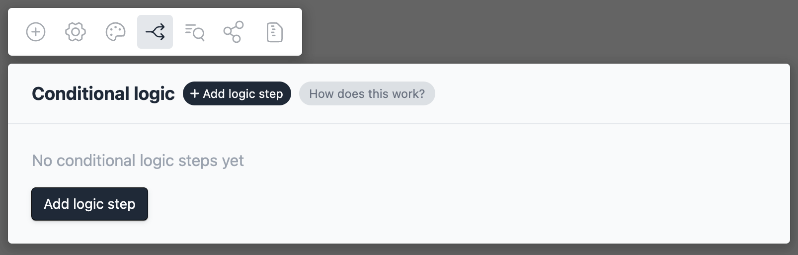 Conditional logic panel in Formcrafts