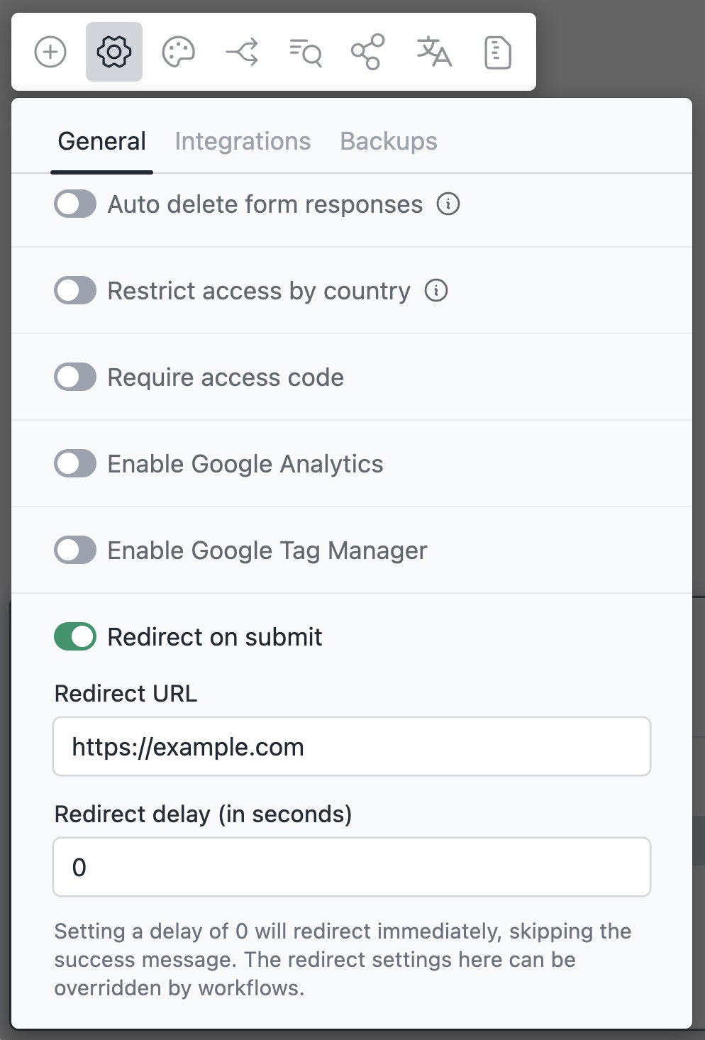 Using default form redirect