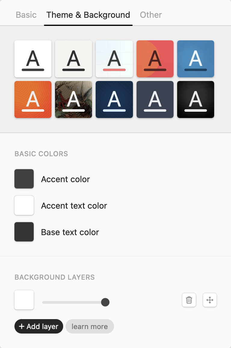 Form styling and customization panel