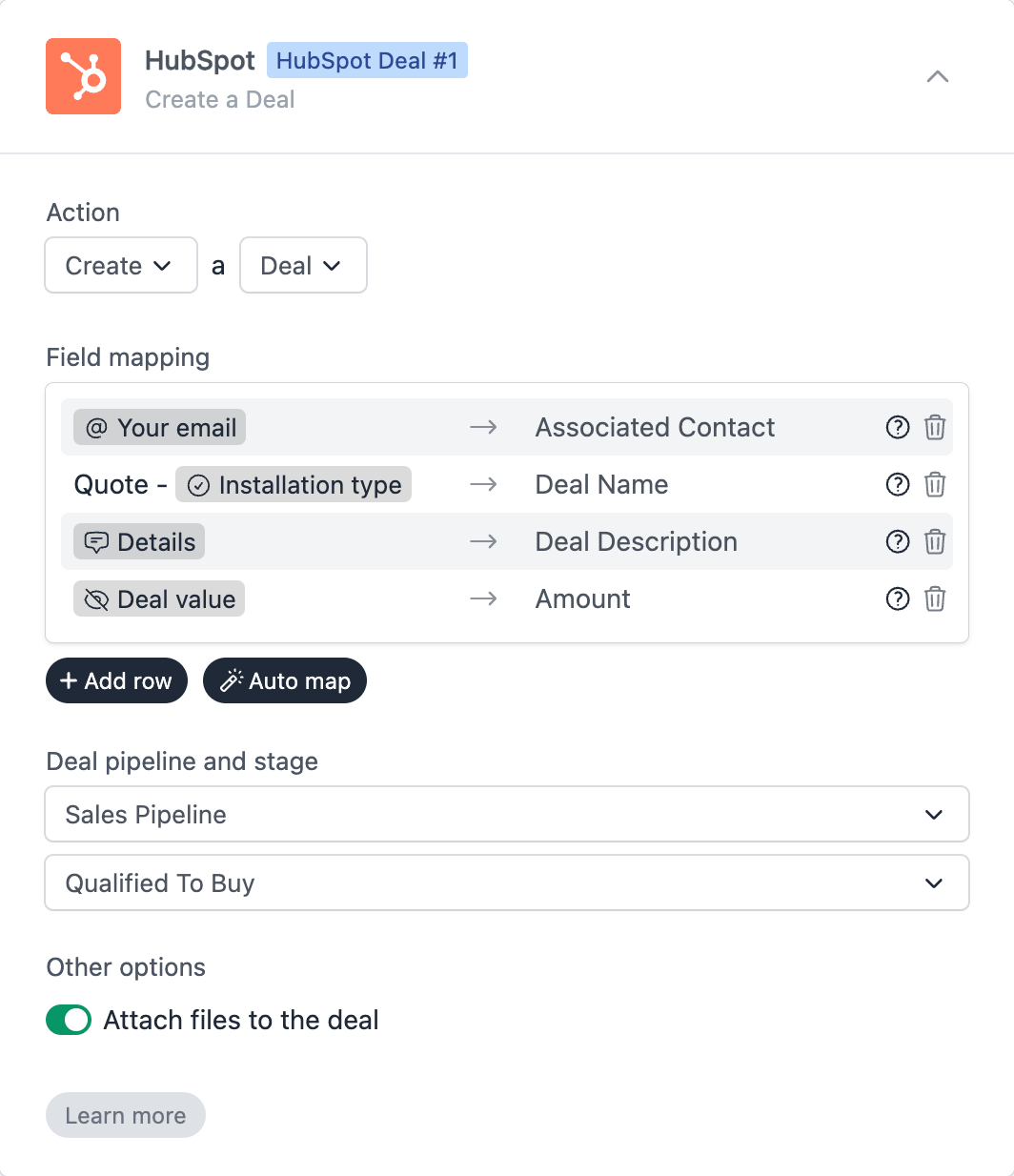 Workflow to create a HubSpot deal