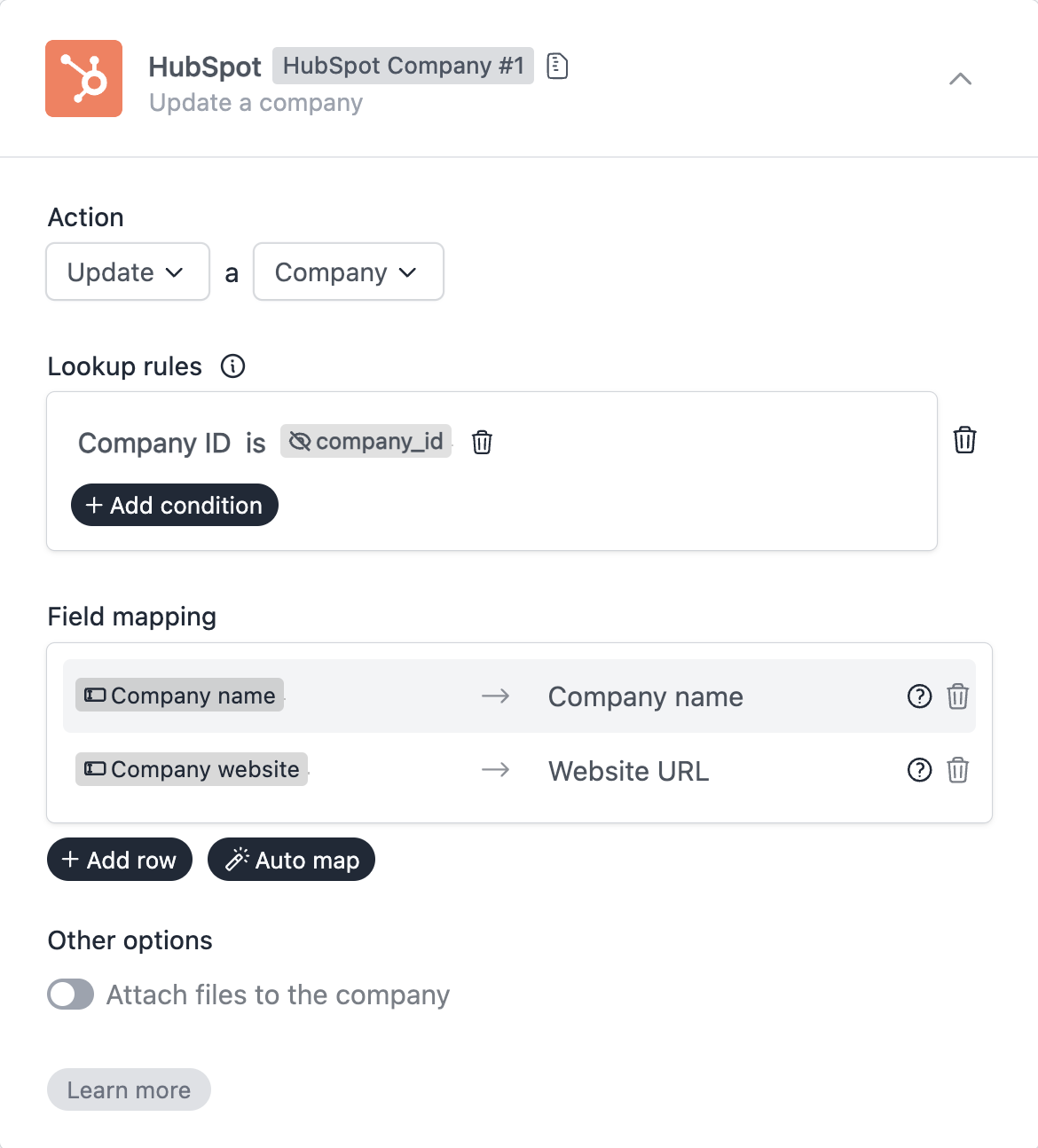 Workflow to update a HubSpot company