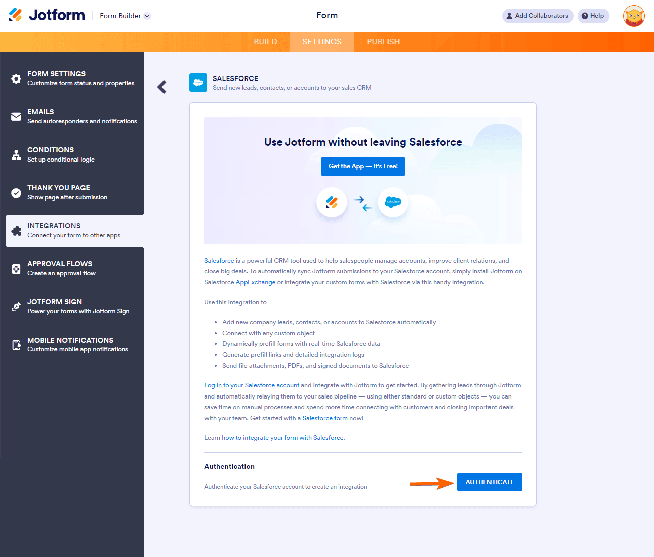 Jotform dashboard