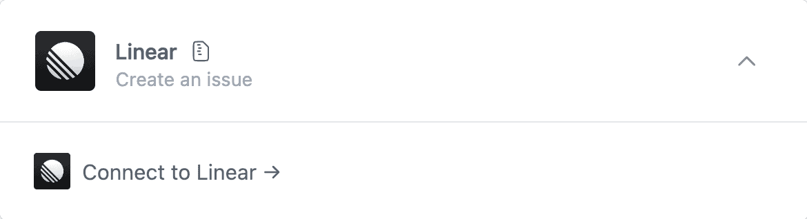 Connect to Linear app button