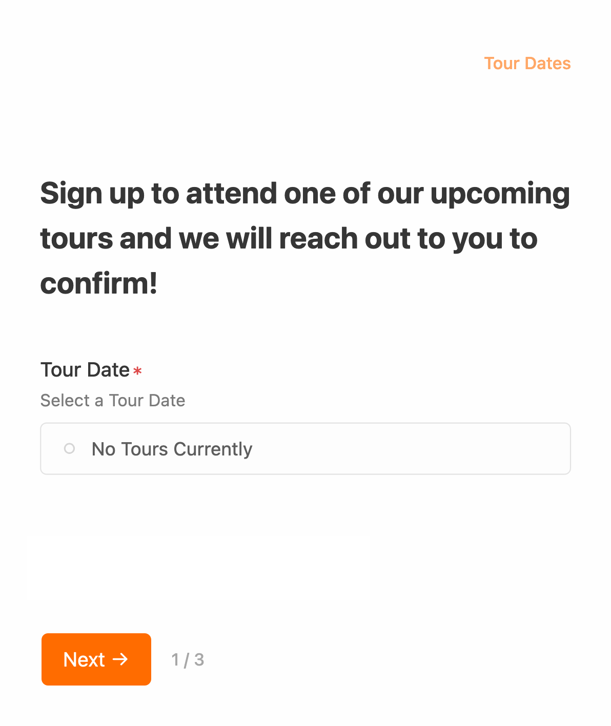 First step of PUSH Buffalo's event signup form