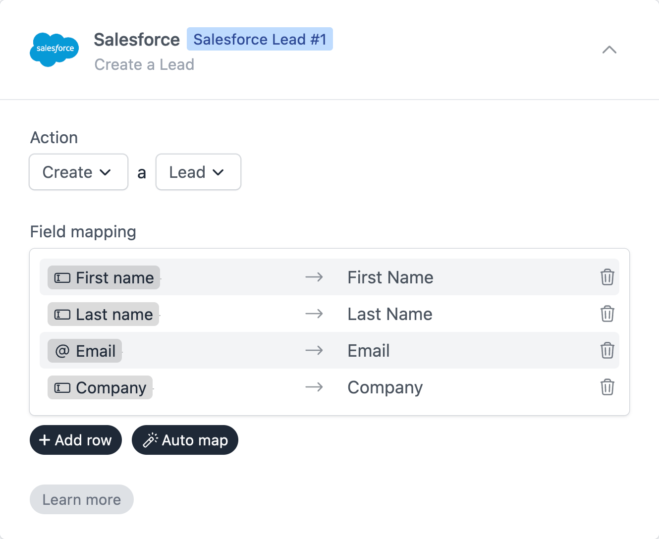 Salesforce create lead workflow action