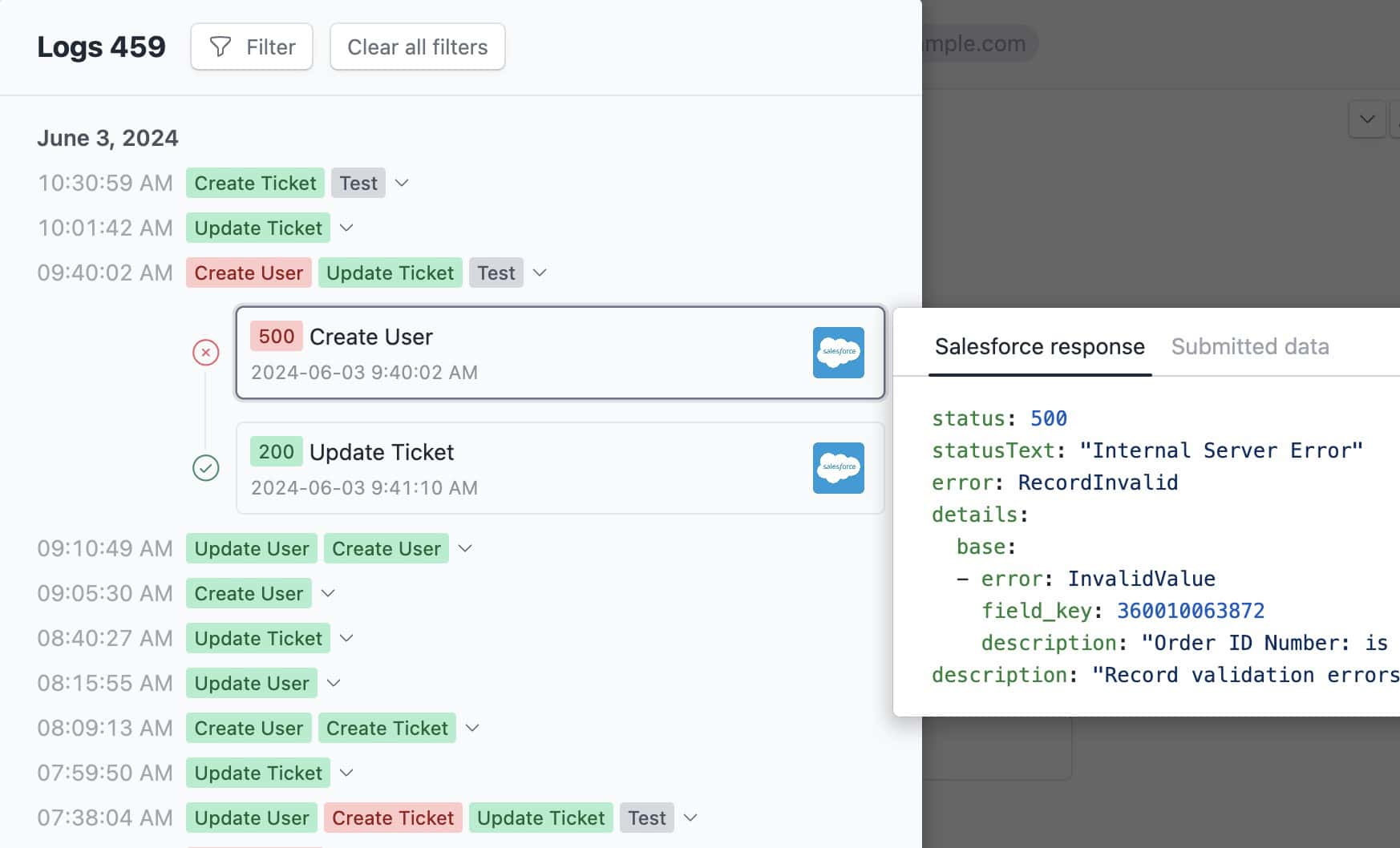 Web-to-lead form example with basic input fields