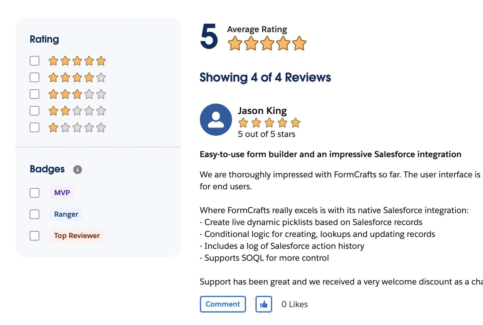 Salesforce reviews Formcrafts