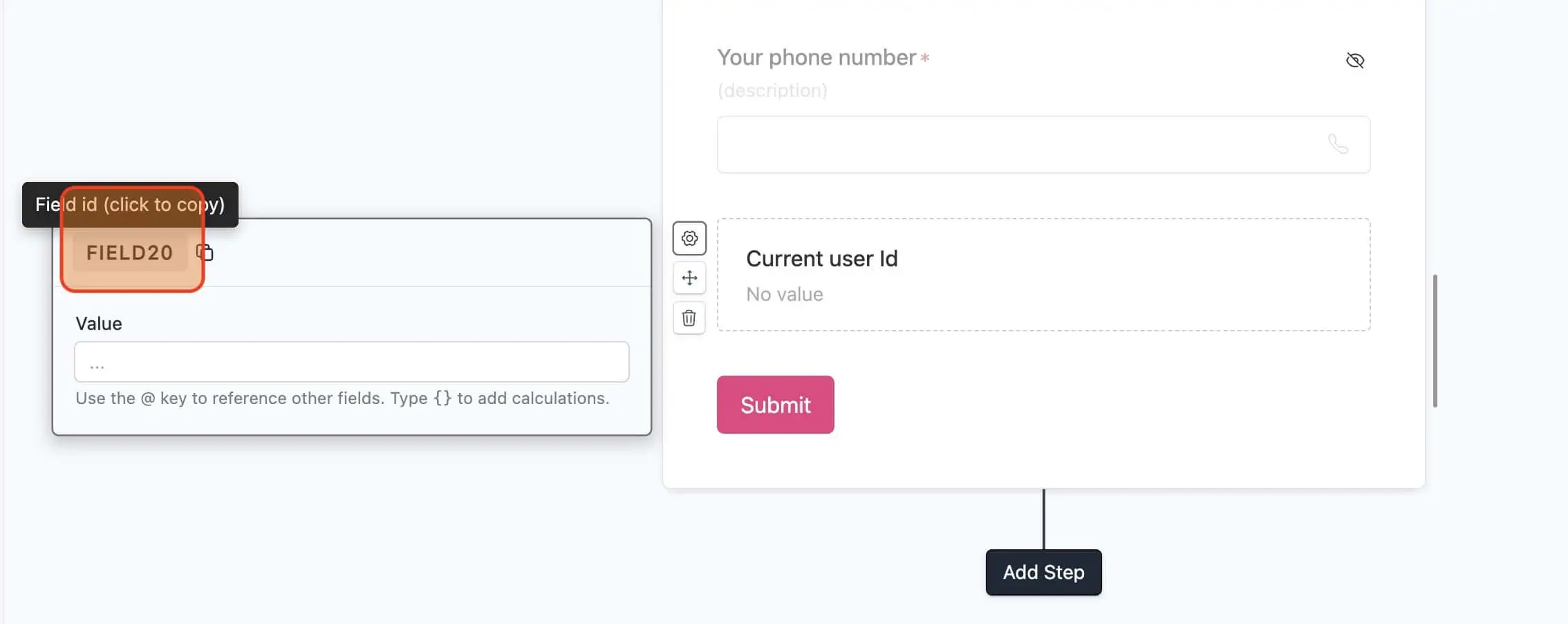 Hidden field for Salesforce User Id