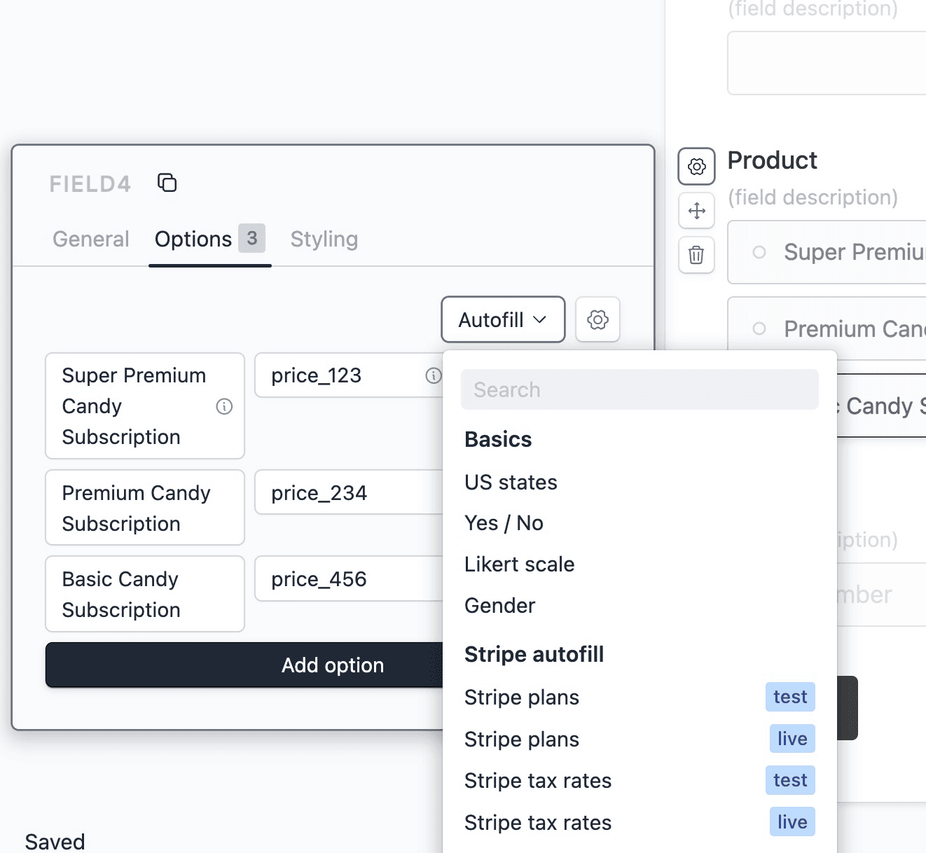 Stripe form set subscription plans