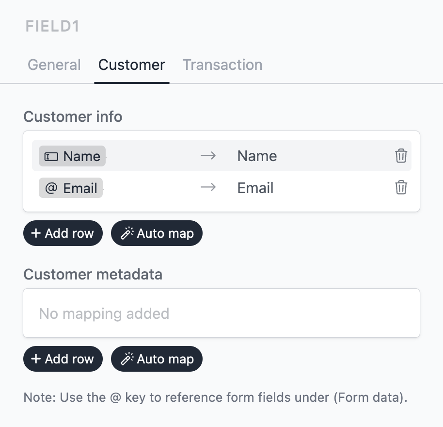 Stripe customer field mapping