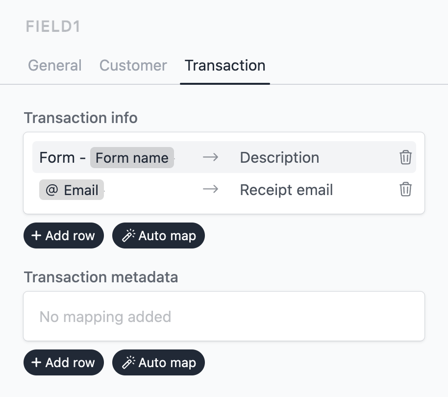 Stripe transaction field mapping