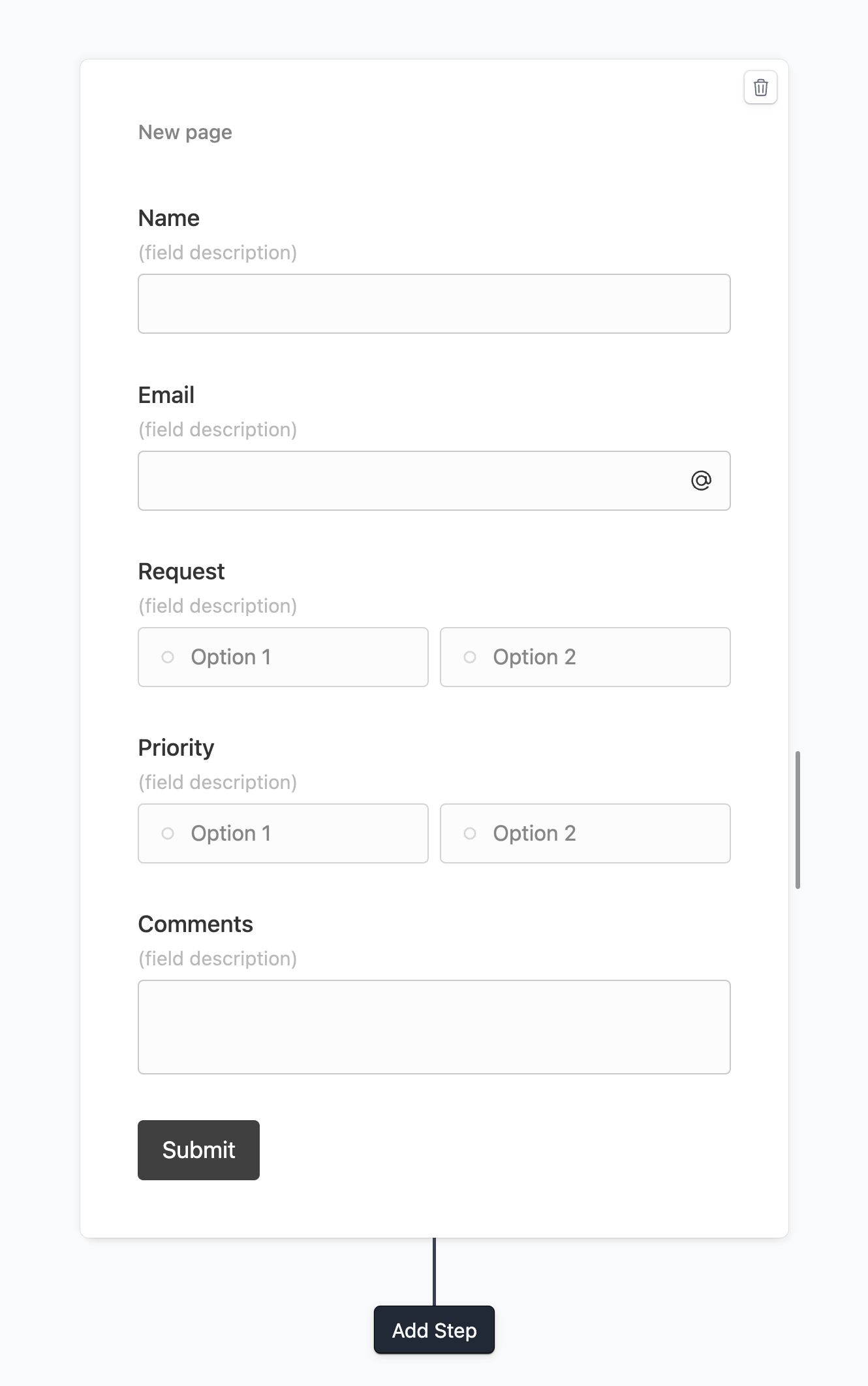 Simple support ticket form