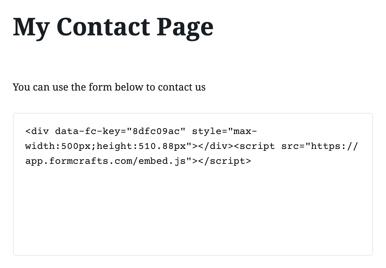 Paste the embed code in the Custom HTML block
