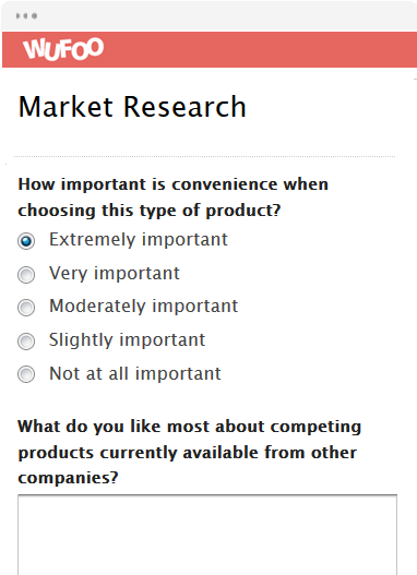 Market research form in Wufoo