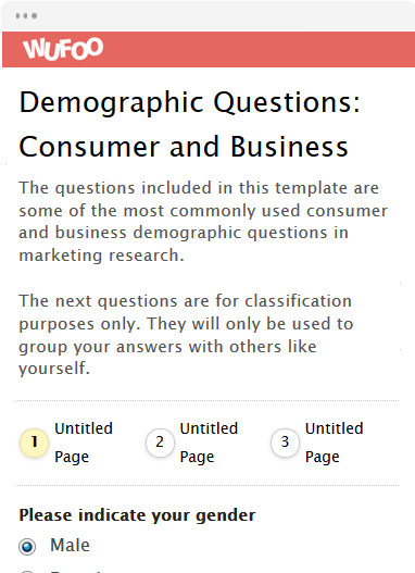 Multi-step demographic questions in Wufoo