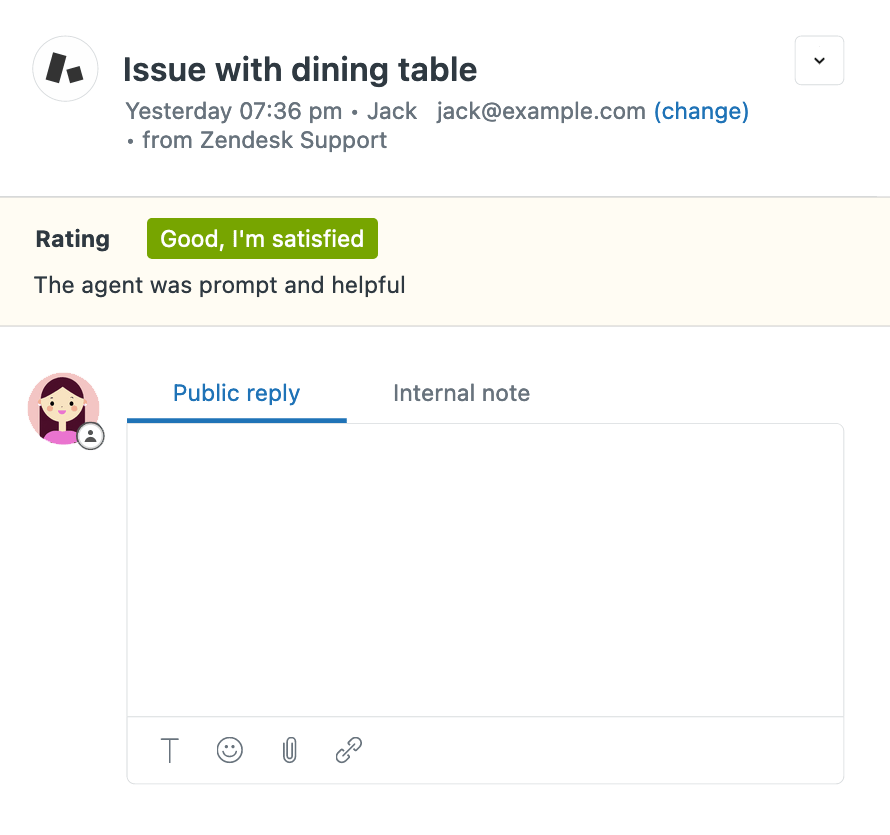Satisfaction rating in Zendesk