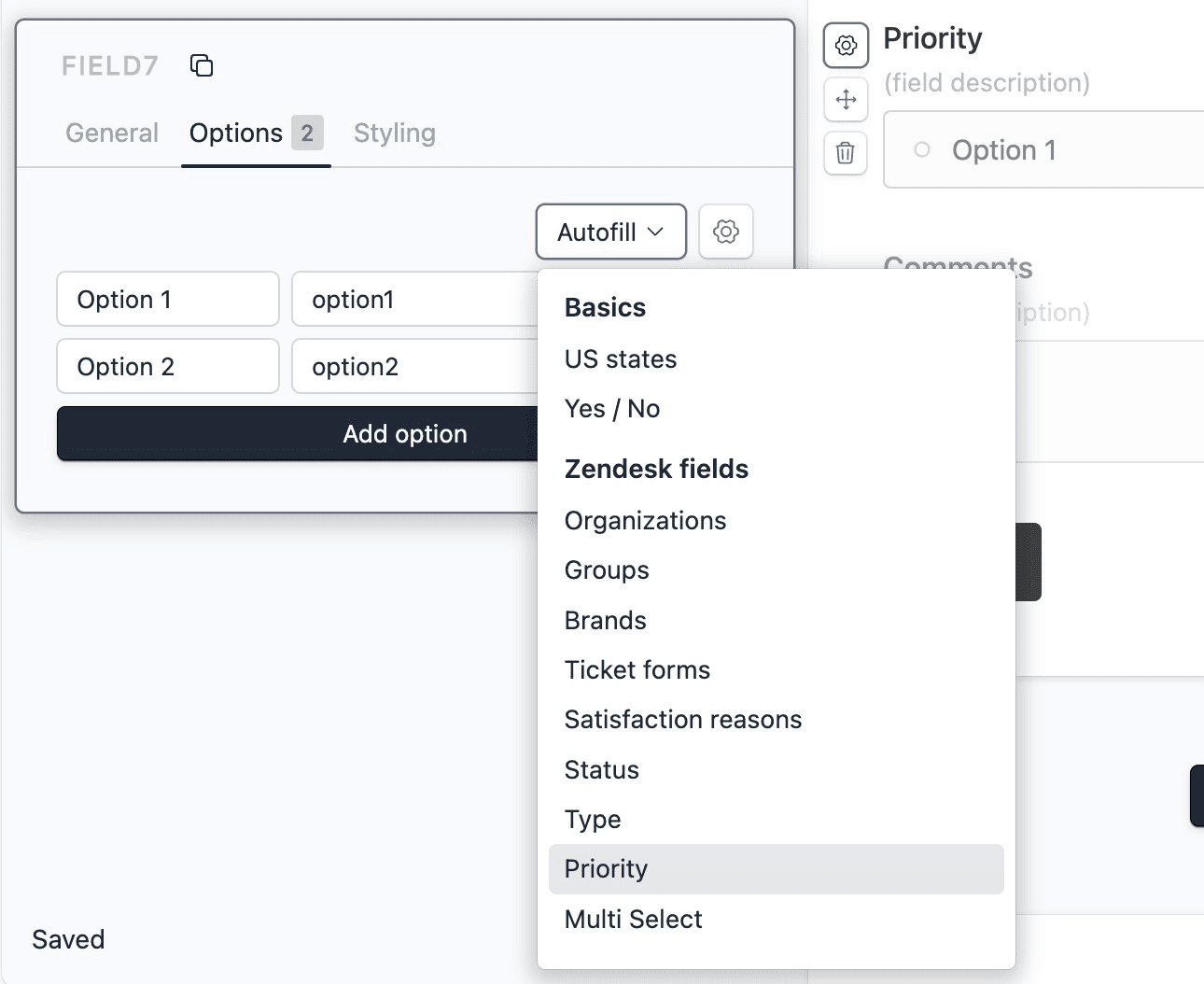 Autofill field options from Zendesk