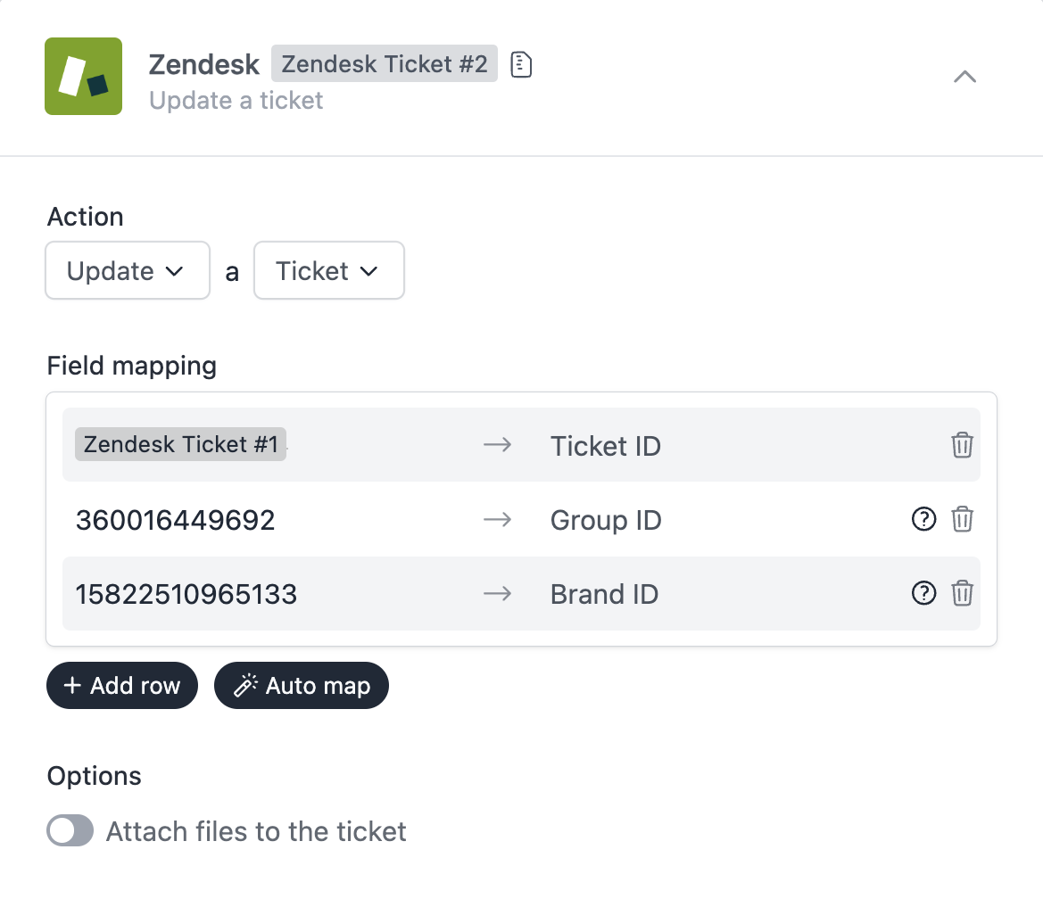 Workflow to update the Zendesk ticket