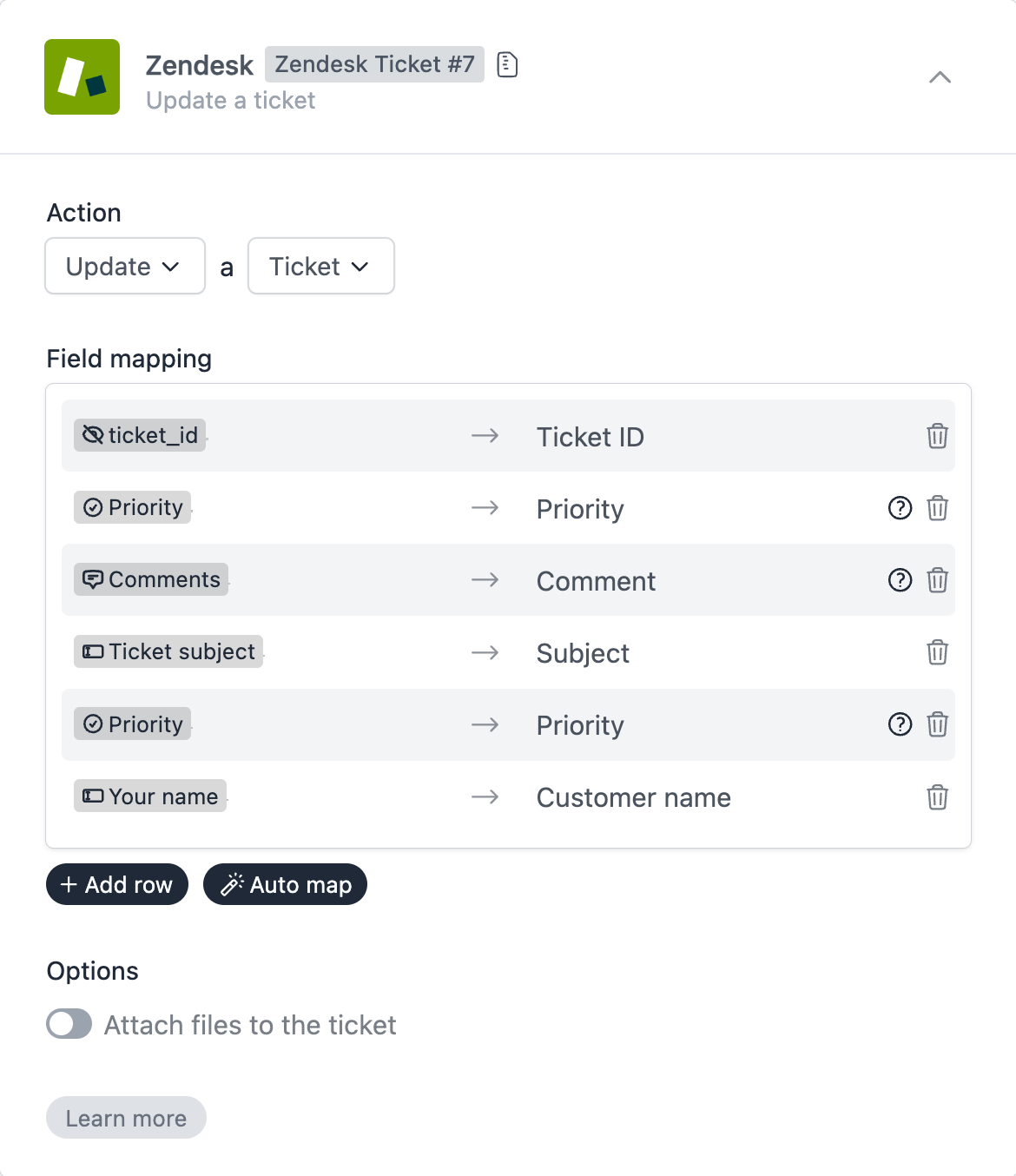 Workflow to update a Zendesk ticket