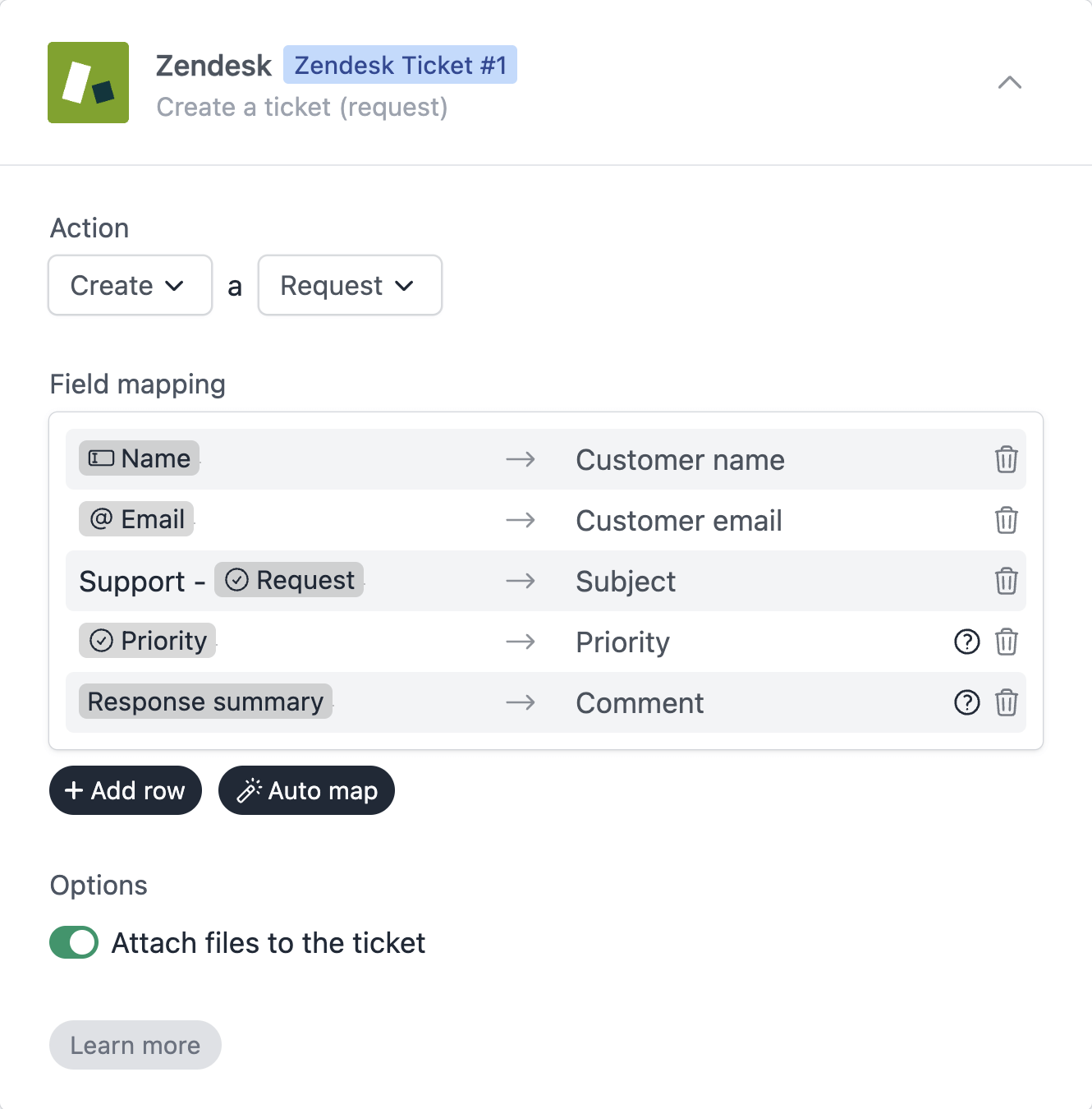 Configuration and field mapping between Formcrafts and Zendesk