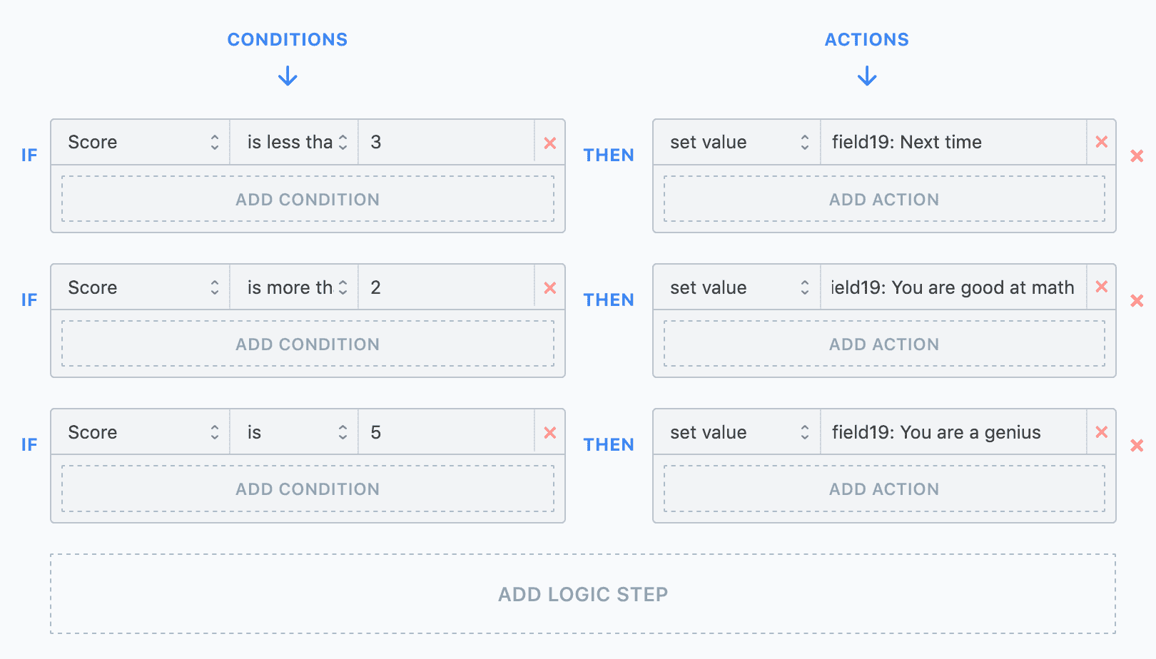 math quiz conditional logic