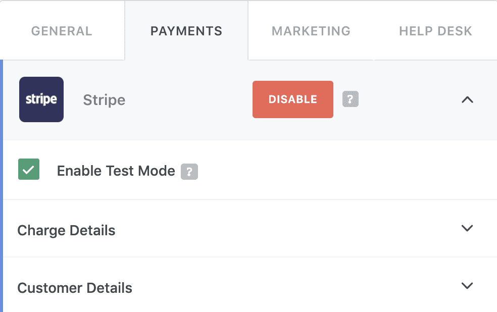 Enable stripe form