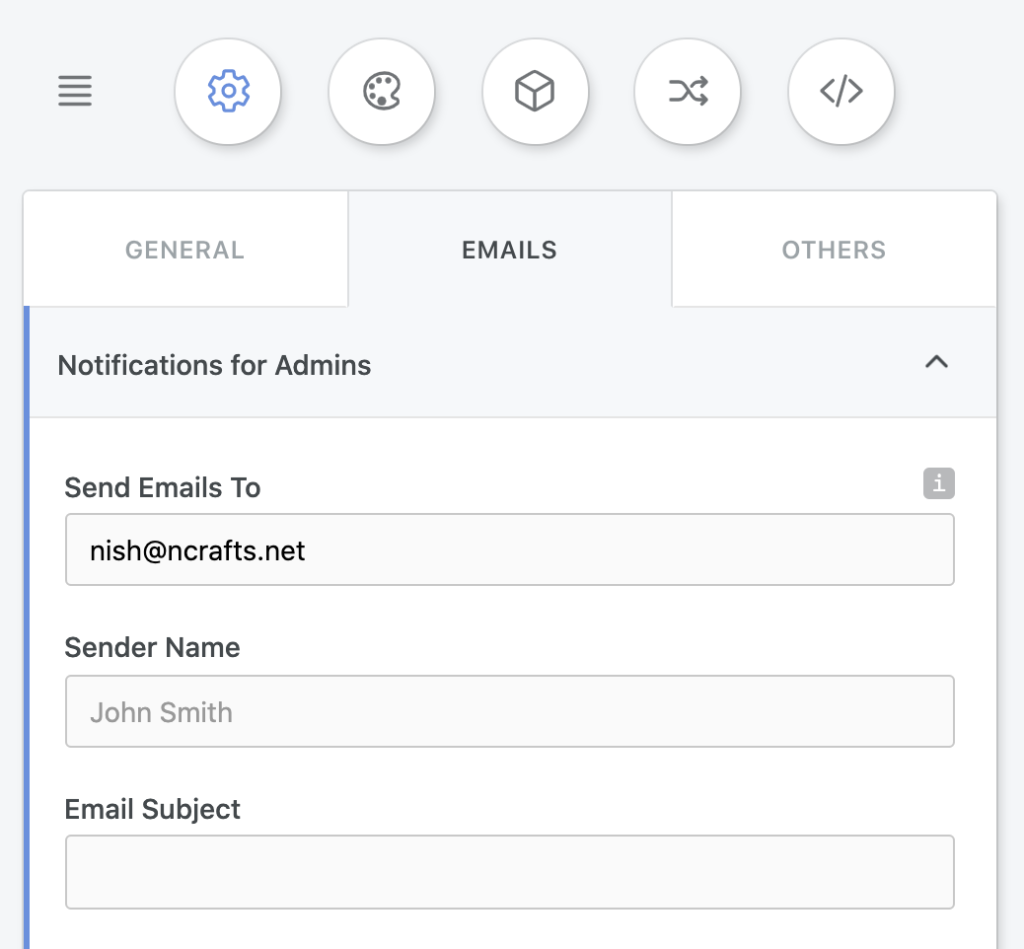 Email notifications to admins