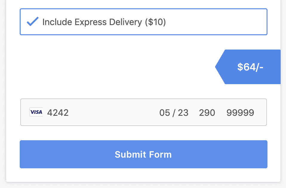 Using Stripe test card info