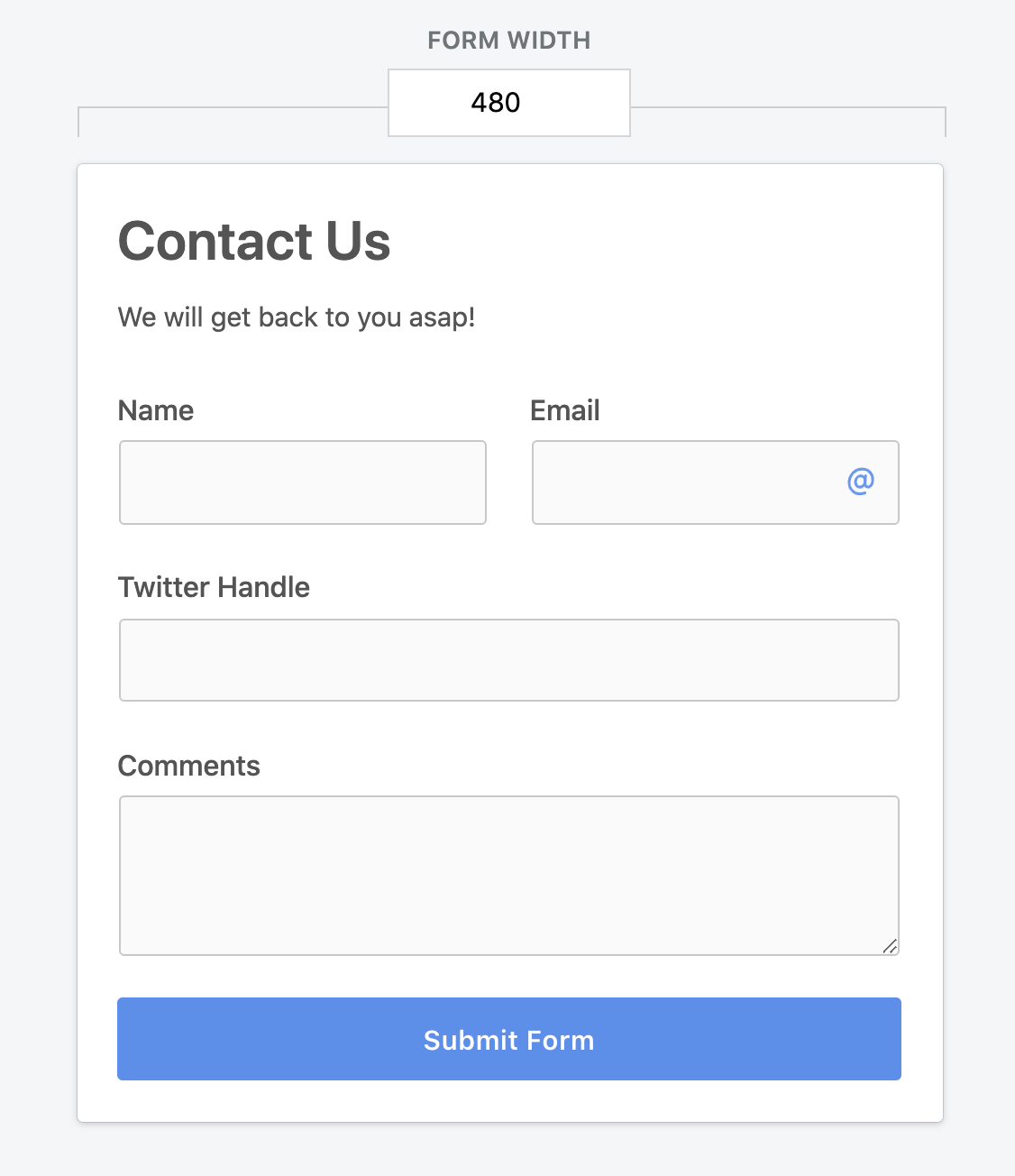 Front app contact form