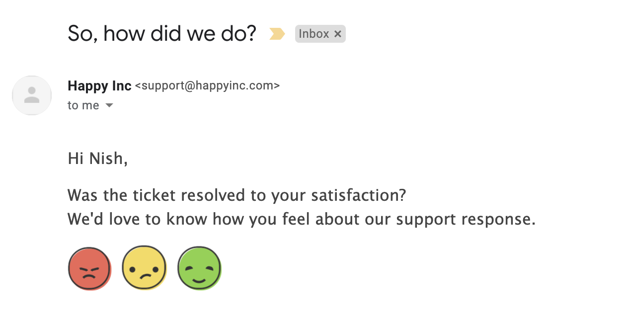 Survey links in email request