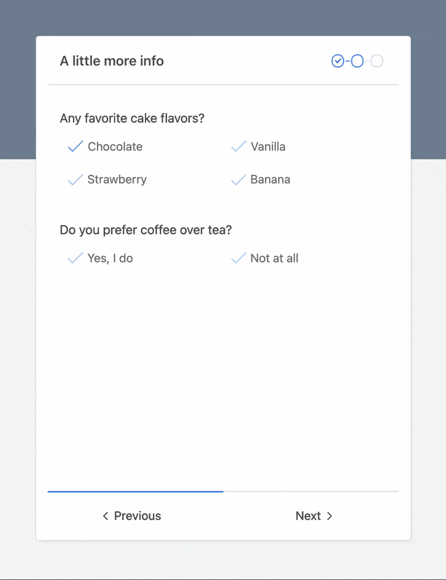 Multi page withs with progress bar