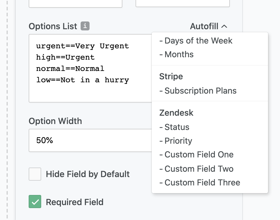 Zendesk ticket forms: choice field