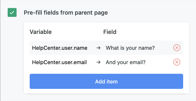 Pre-fill form fields from parent page