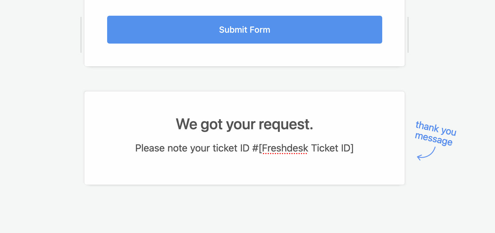 Freshdesk success message