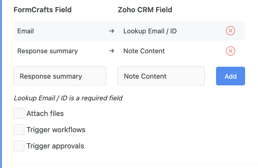 Zoho CRM linked record