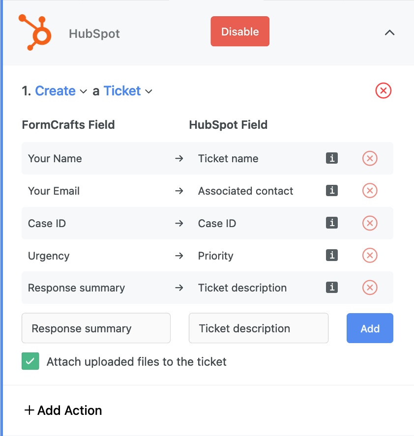 HubSpot field mappings