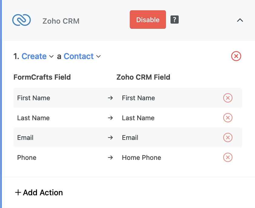 Zoho CRM contact form