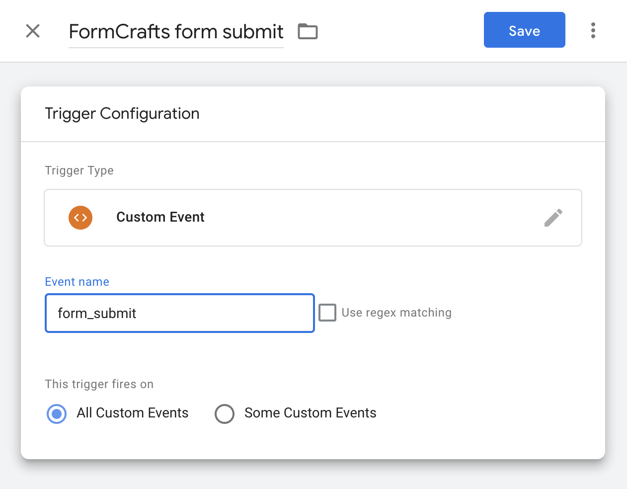 Google Tag Manager - Choose event configuration