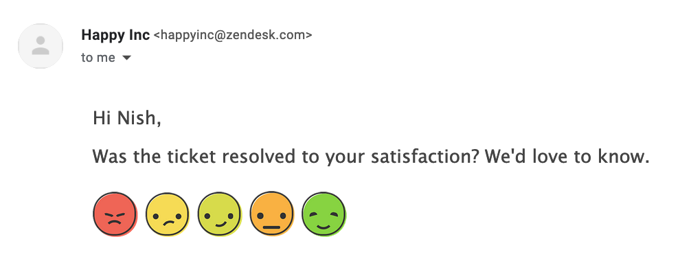 Zendesk CSAT survey request email