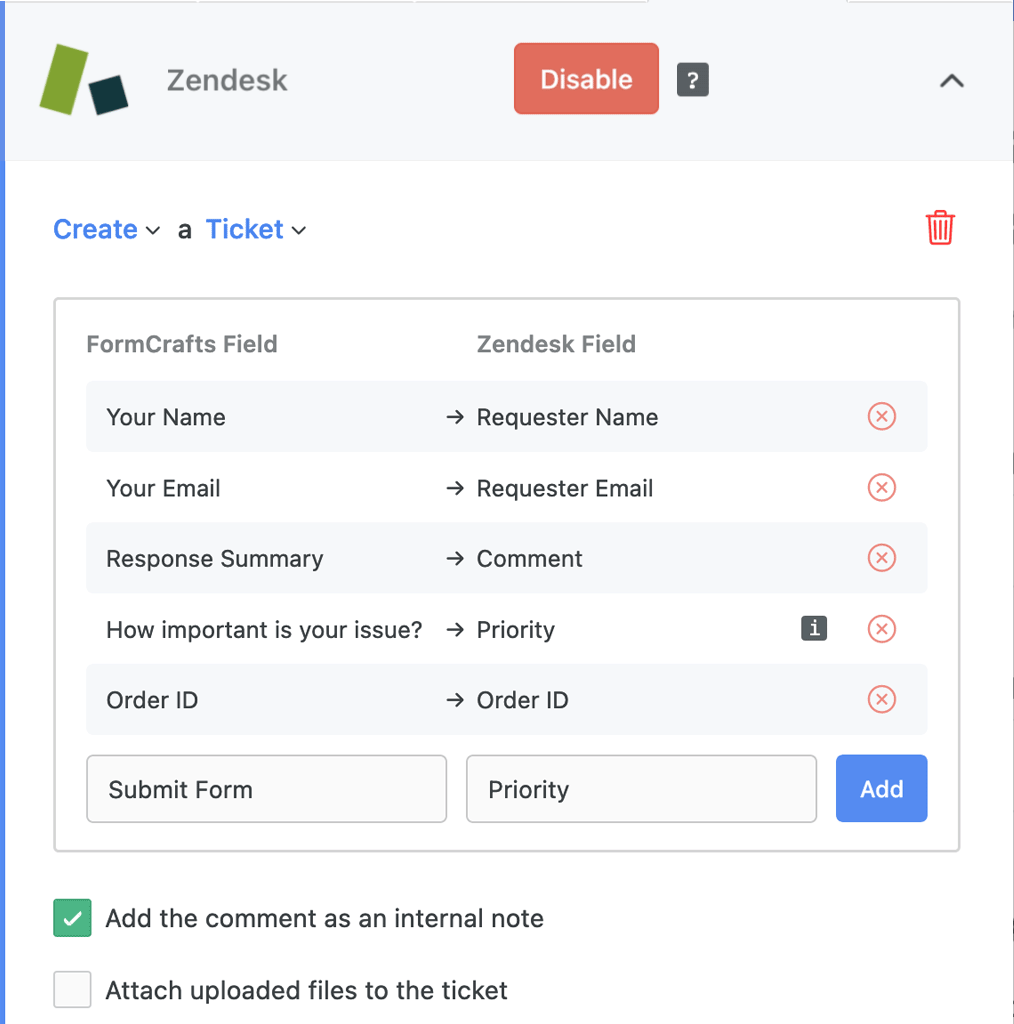 Zendesk ticket form field mapping