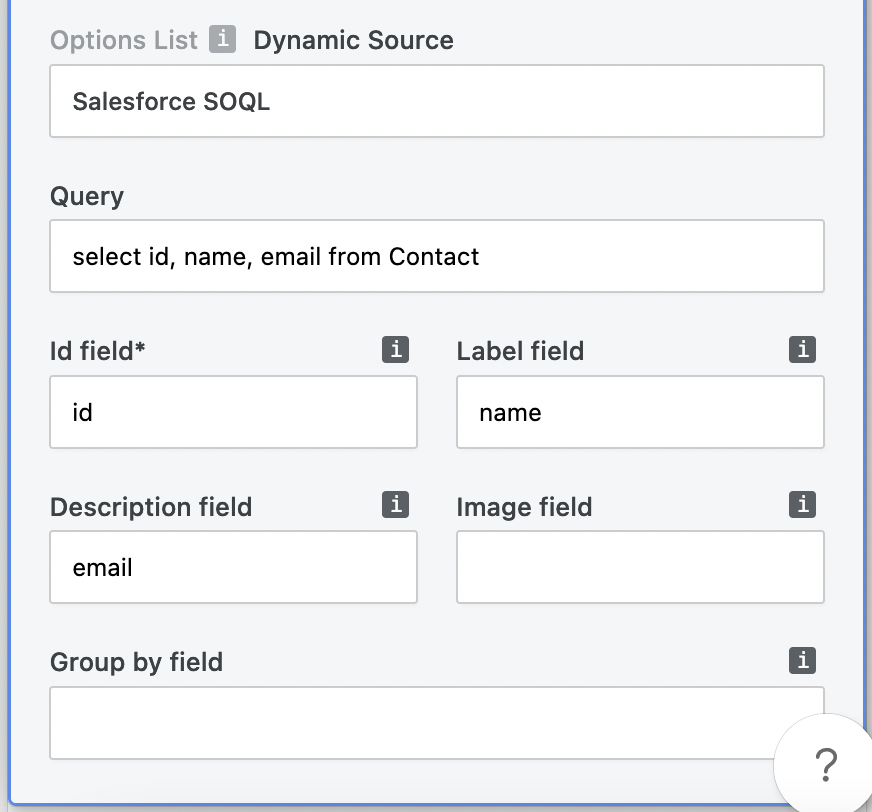 Salesforce SOQL-generated dynamic picklist configuration