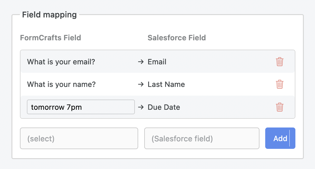 Salesforce forms datetime field mapping