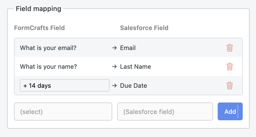 Salesforce forms date field mapping