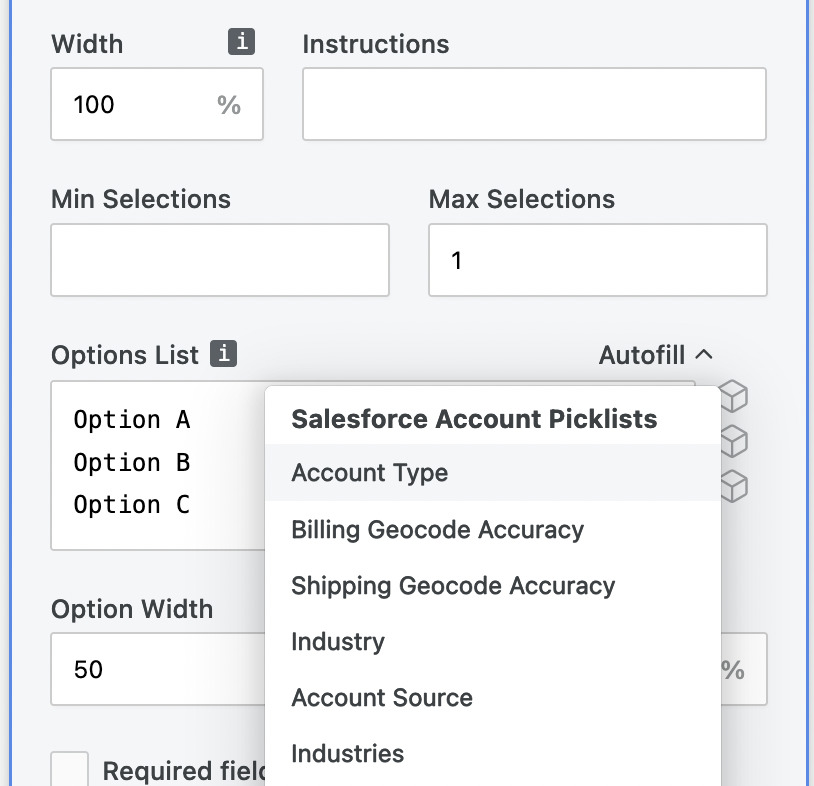 Fetch picklist options from Salesforce