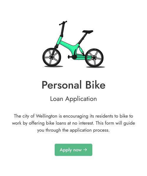 Thumbnail of a bike loan application form form template